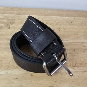 Polo Ralph Lauren 36 Black Silver Classic Soft Leather Dress Business Casual Men